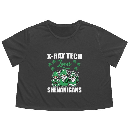 X-Ray Tech Loves Shenanigans St. Patricks Day Flowy Cropped Tees