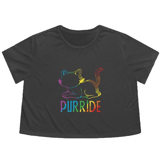 Kitten Cat Gay LGBTQ Rainbow LGBT Pride Month Flowy Cropped Tees