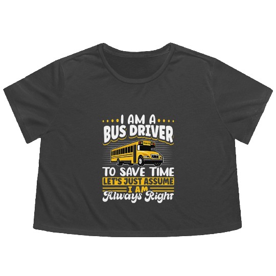 School Bus Driver Vintage I Am A Bus Driver Flowy Cropped Tees