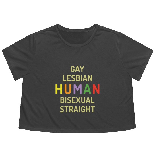 Humanity Human LGBTQ Rainbow LGBT Pride Month Flowy Cropped Tees