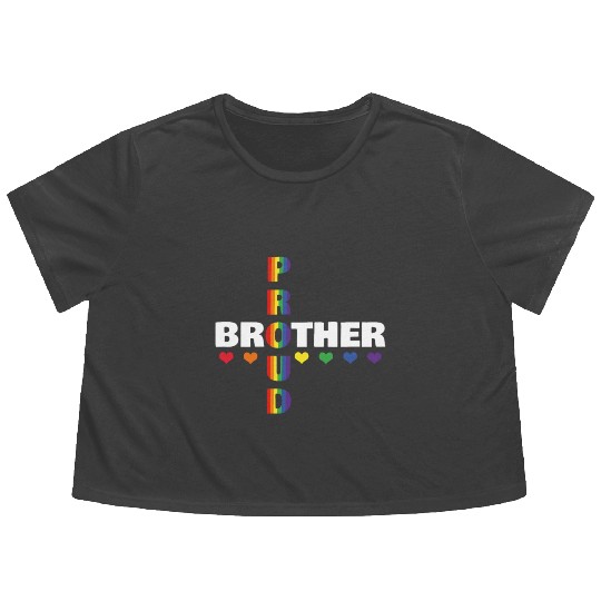 Proud Brother Gay LGBTQ Rainbow LGBT Pride Month Flowy Cropped Tees