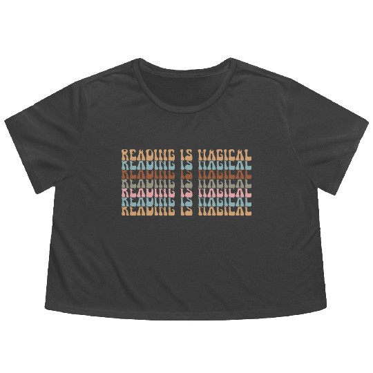 Funny Reading Book Lover Teacher Librarian Flowy Cropped Tees