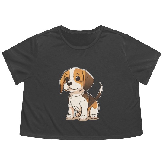 Beagle Flowy Cropped Tees