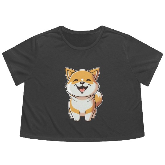 Shiba Inu Flowy Cropped Tees