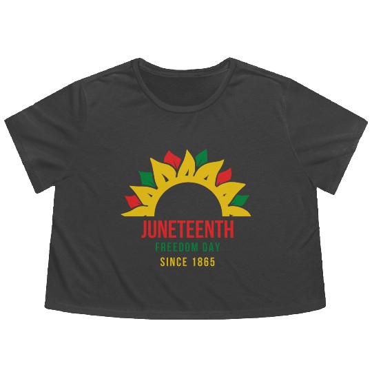 Juneteenth Sunflower Freedom Day Free-ish Since 18 Flowy Cropped Tees