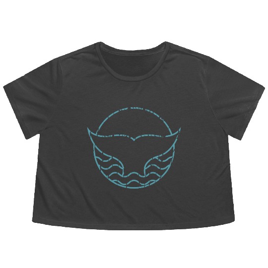 Save The Whales Minimalistic Whale Tail Ocean Flowy Cropped Tees
