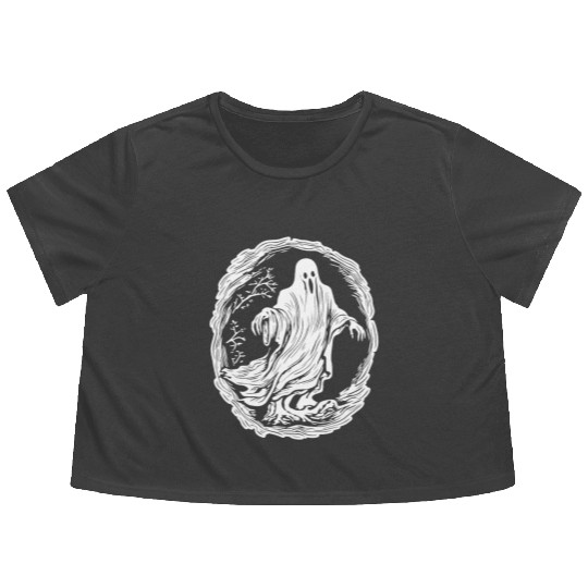 Ghost Halloween Spooky Flowy Cropped Tees