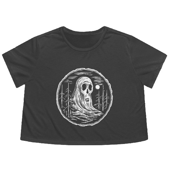 Ghost Halloween Spooky Flowy Cropped Tees