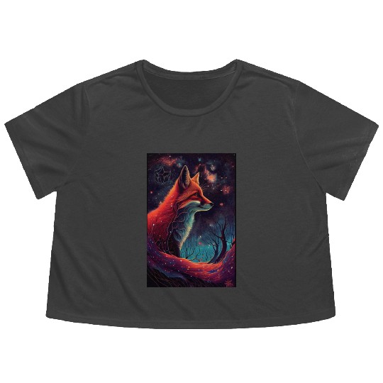 Fox Galaxy Nature Flowy Cropped Tees