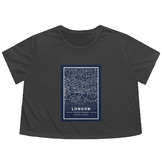 London Light City Map Blueprint design Flowy Cropped Tees