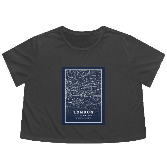 London Light City Map Blueprint design Flowy Cropped Tees