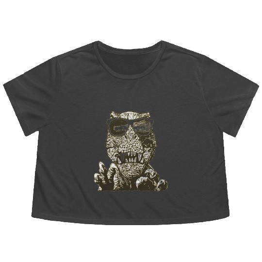 Dinosaur wear sunglasses Flowy Cropped Tees