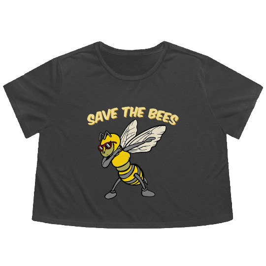 Save The Bees Flowy Cropped Tees Dabbing Bumblebee Bee