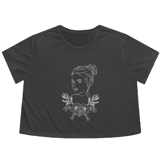 A Girl / Young Lady Silhouette With Flowers Flowy Cropped Tees