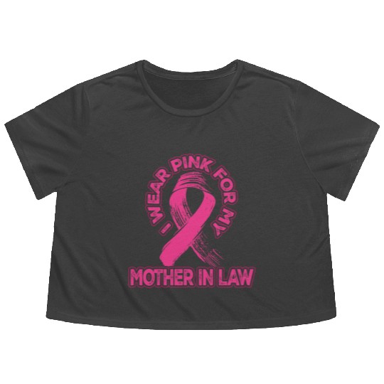 Breast Cancer Awareness I Wear Pink For My Mother Flowy Cropped Tees
