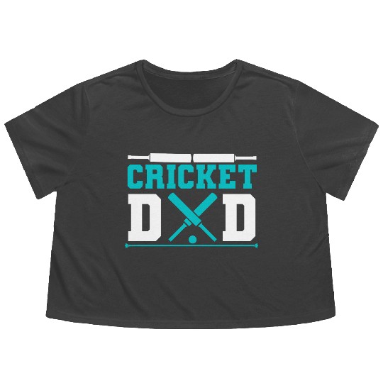 Cool Cricket Dad For Cricket Sports Lover Flowy Cropped Tees