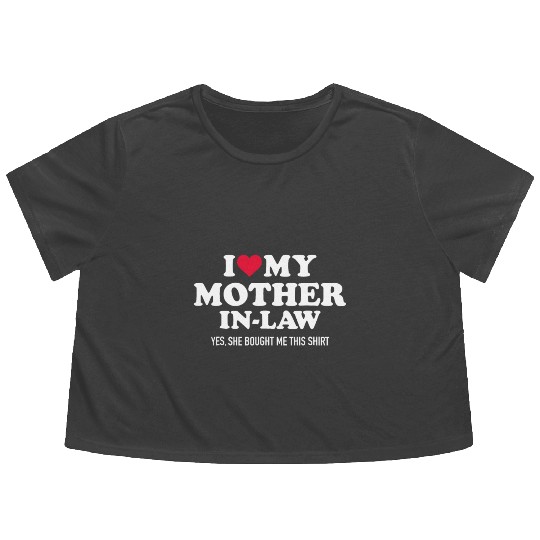 I Love My Mother-In-Law Big Heart For Son-In-Law F Flowy Cropped Tees