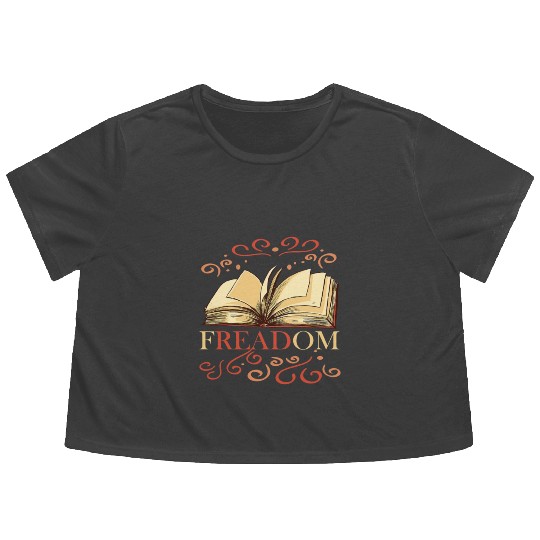 Freadom book lover book worm reading librarian Flowy Cropped Tees