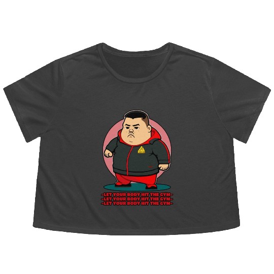 Chubby Man In Training Suit Gym Flowy Cropped Tees