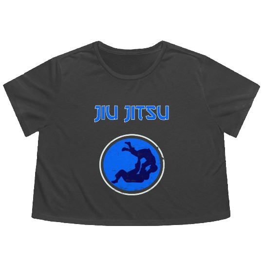 Jiu Jitsu Jiu Jitsu Bjj Mma Blue Dot Flowy Cropped Tees