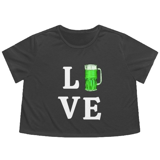 Love Green Beer Flowy Cropped Tees