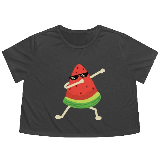 Dabbing Watermelon Melon summer Fruit Lover Flowy Cropped Tees