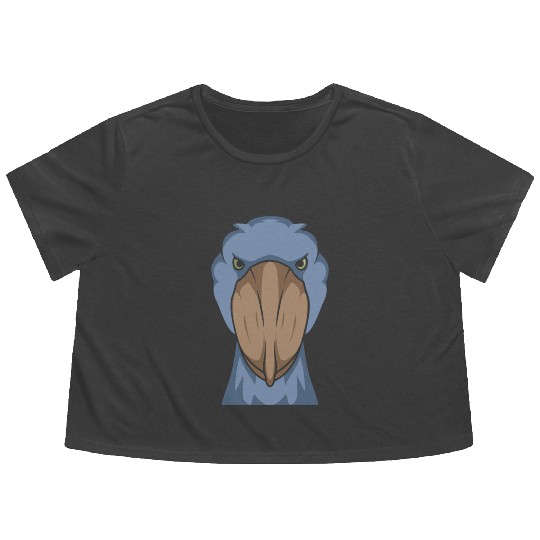 Cartoon Shoebill I Whalehead I Shoebill Bird 1 Flowy Cropped Tees