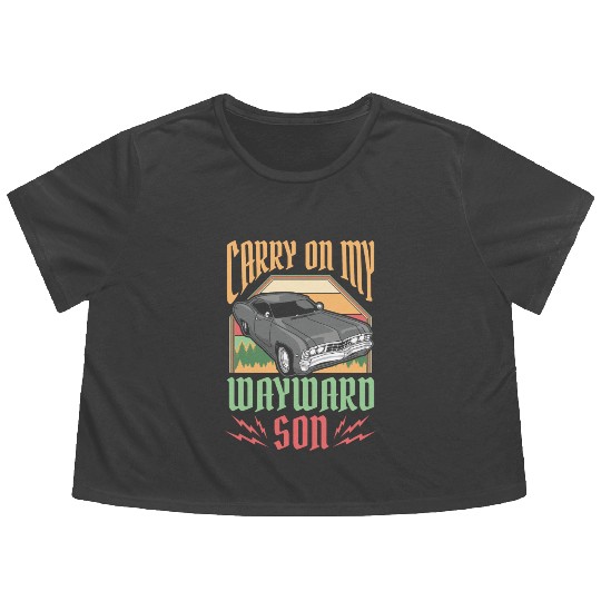 Carry On My Wayward Son Supernatural Flowy Cropped Tees