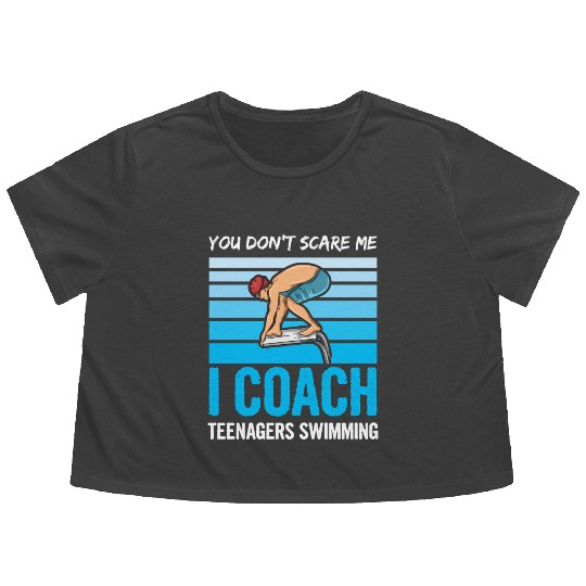 Swimming Design For A Swim Coach Flowy Cropped Tees