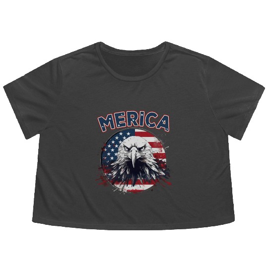 USA Independence Day 4th of July Labor Day Flowy Cropped Tees
