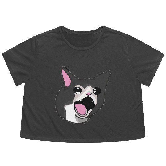 Yamero Crying Screaming Cat Meme Cute Japanese Flowy Cropped Tees