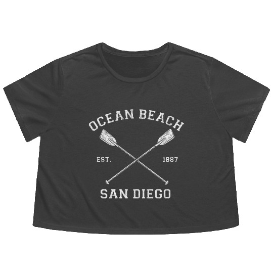 Vintage Ocean Beach San Diego Vacation Flowy Cropped Tees