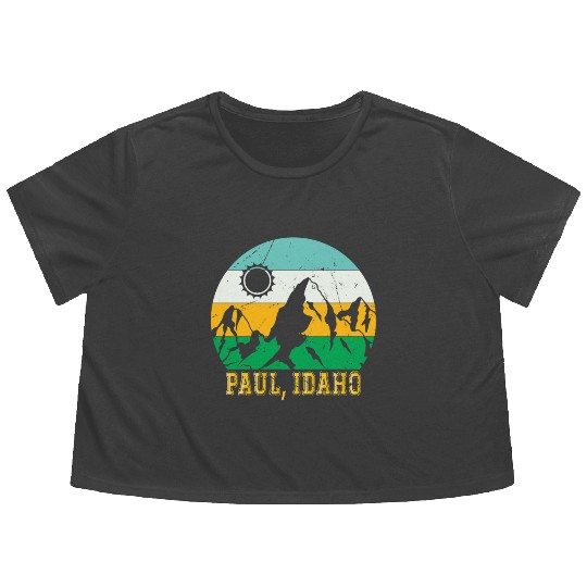 Idaho Mountain Hiking Souvenir Paul Mountain Trip Flowy Cropped Tees