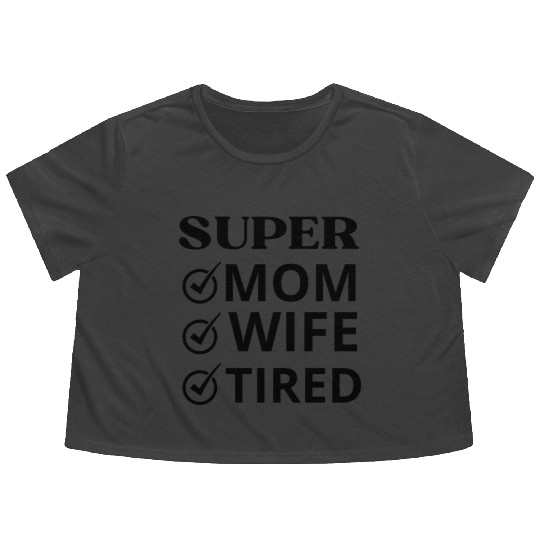 vintage international women's day mom,wife,tired Flowy Cropped Tees