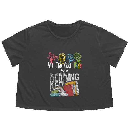 All The Are Reading Daycare Reading Teacher Book Flowy Cropped Tees