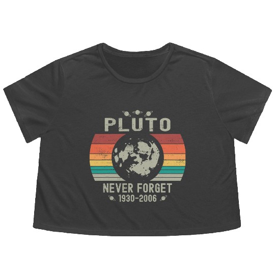 Funny Space Science Pluto Never Forget Astronomy Flowy Cropped Tees