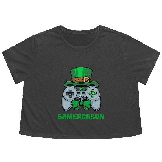 Gamerchaun Gamer St Patrick'S Day Toddler Lucky Flowy Cropped Tees
