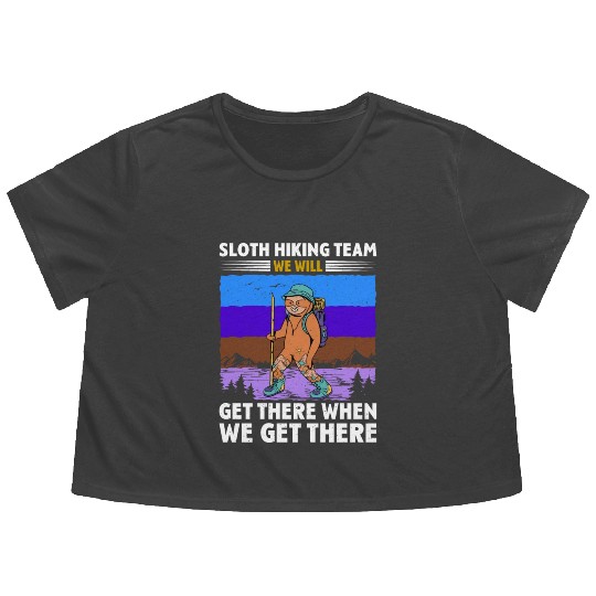 Sloth Hiking Team Wanderlust funny Mountaineer Flowy Cropped Tees