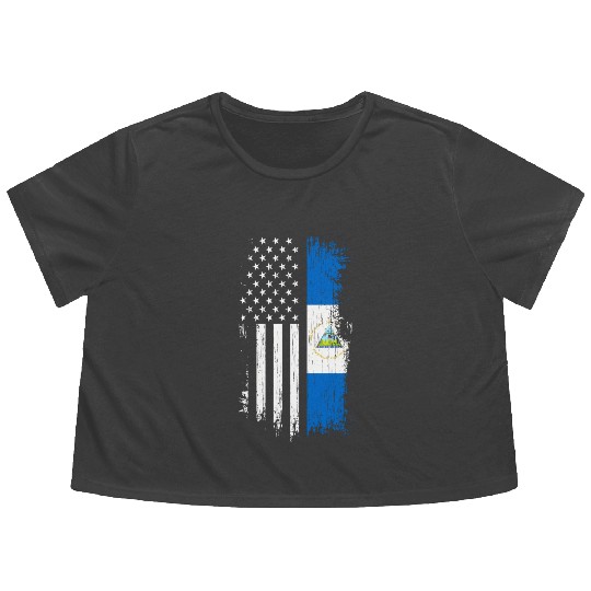 Nicaraguan American Flag Pride Nicaragua S Flowy Cropped Tees