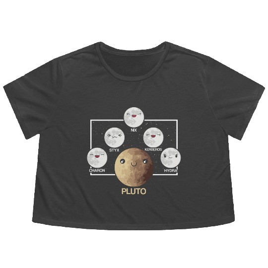 Pluto Moons Planet Space Lover Solar System Flowy Cropped Tees