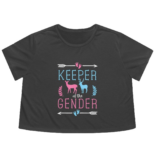 Keeper of the Gender Buck or Doe in Blue and Pink Flowy Cropped Tees