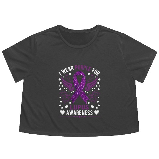 I Wear Purple For Lupus Awareness Month Men Women Flowy Cropped Tees