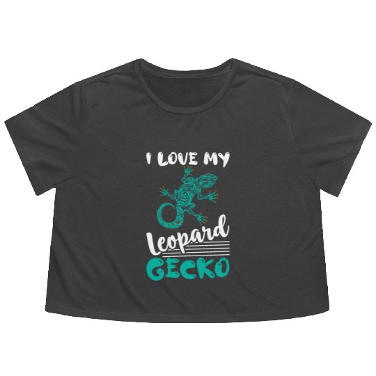 I Love My Leopard Gecko Lizard Lover Reptile Flowy Cropped Tees