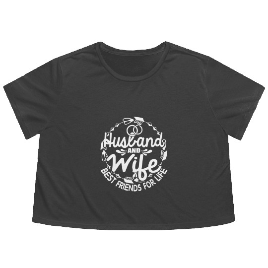 Husband Wife Best Friends For Life Flowy Cropped Tees