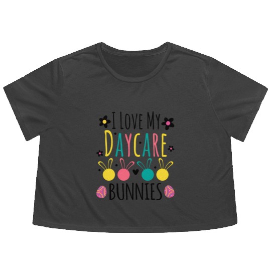 Easter Daycare Teacher Provider I Love My Daycare Flowy Cropped Tees