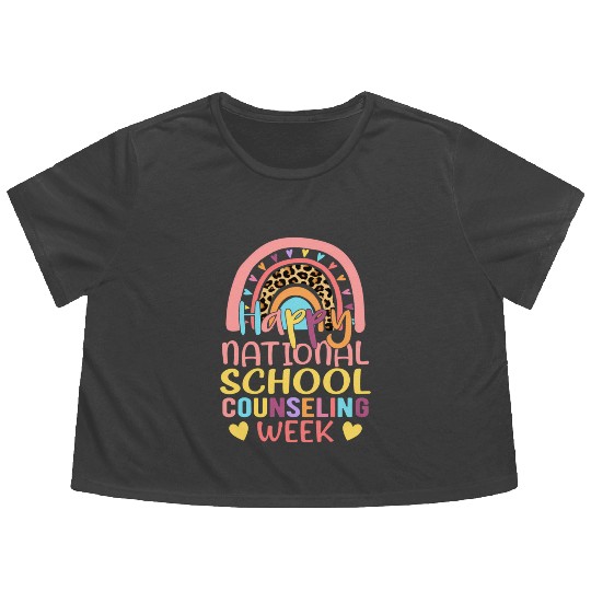 Rainbow Happy National School Counseling Week Coun Flowy Cropped Tees