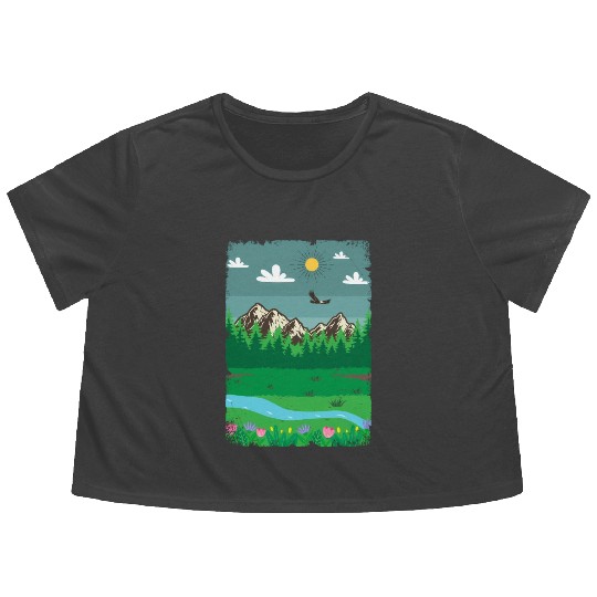 Peaceful Nature Scenery Flowy Cropped Tees