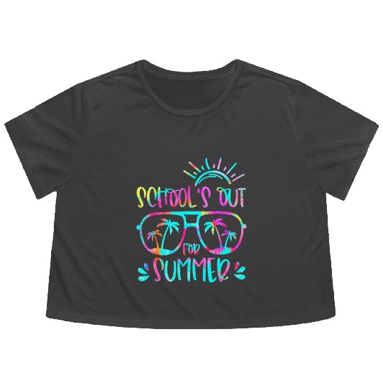 Last Day Of School Schools Out For Summer Teacher Flowy Cropped Tees