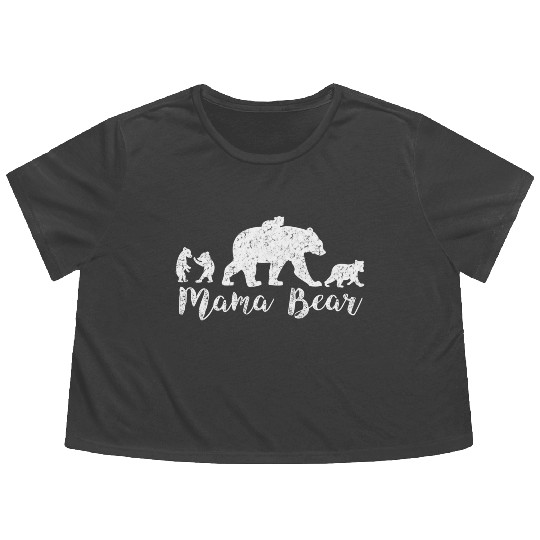 Mama Bear With Little Cubs Flowy Cropped Tees