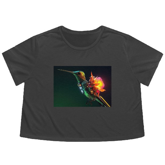 Techno Hummingbird Flowy Cropped Tees